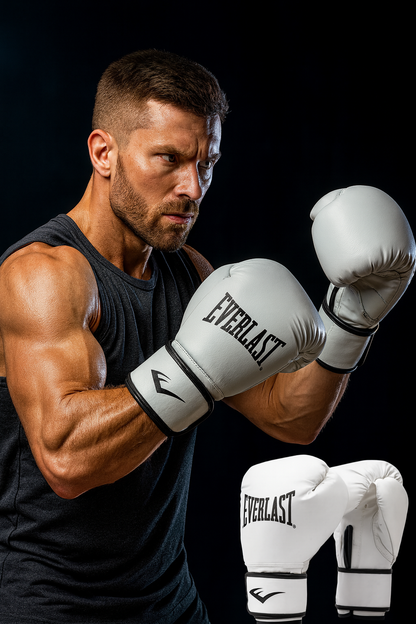 Synthetic Leather Core Training Gloves for Boxing, White, S/M