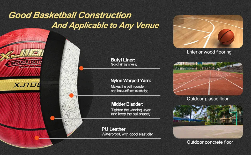 Unleash Your Game with the XJ1000 Size 6 & 7 Basketball - Premium Training Ball for Indoor/Outdoor Durability and Performance