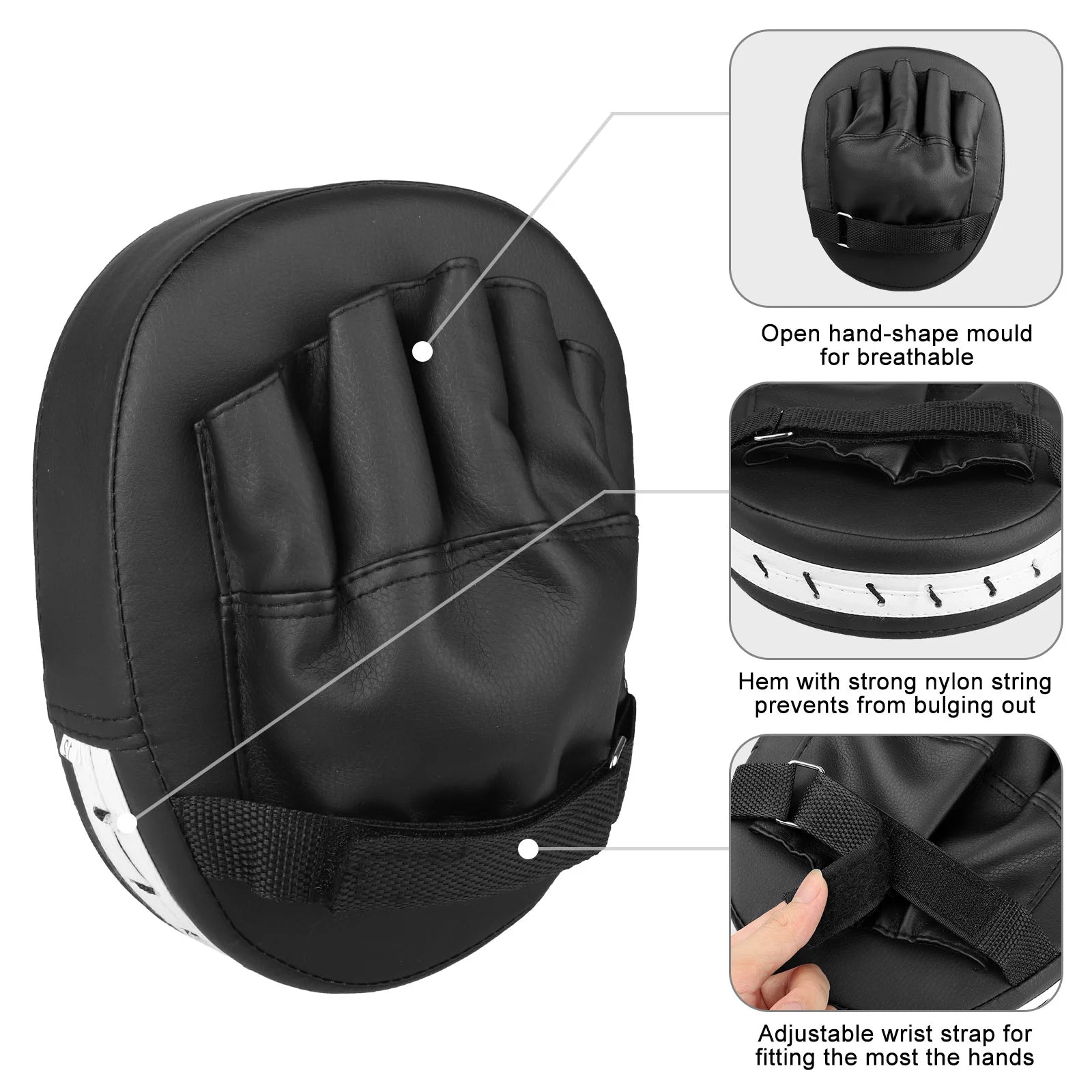 Elevate Your Training with 2Pcs Premium Boxing Mitts - Durable PU Leather Hand Pads for MMA, Kickboxing, and Sparring